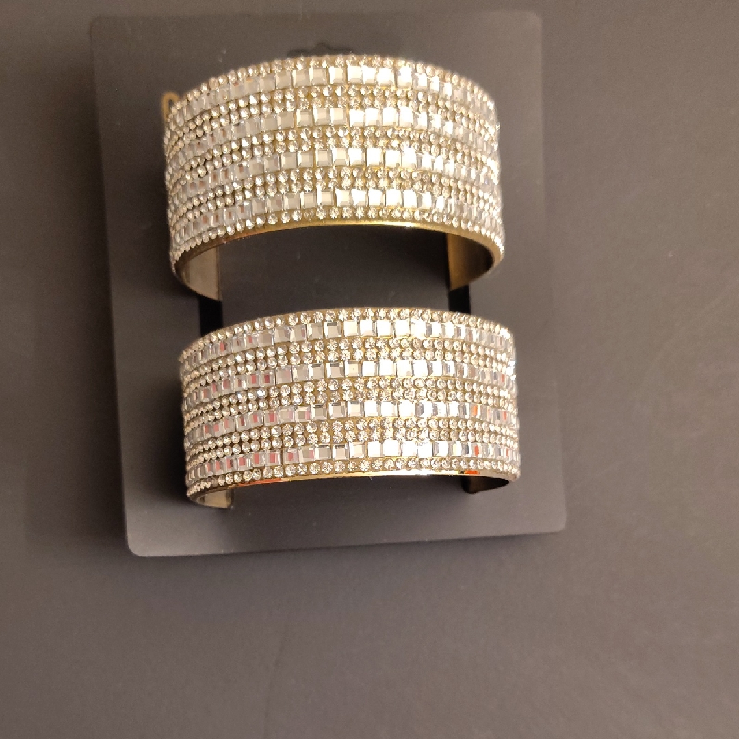 New Charlotte Daniel Made In Usa Dazzling Gold & Silver Crystal Bracelet Duo Spd